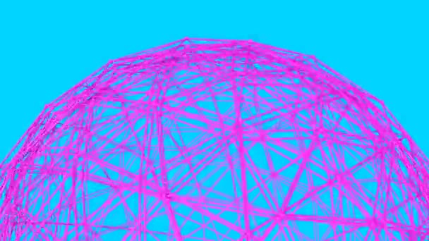 Purple Sphere Frame Slowly Rotates Turquoise Background Render — Stock Video