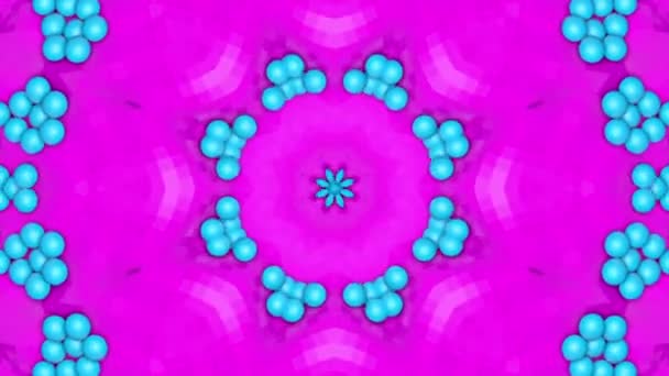 Motifs Mobiles Violets Sur Fond Turquoise Fond Kaléidoscope Tridimensionnel Animé — Video