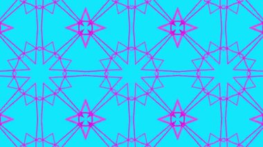 Turkuaz bir arka plan üzerinde desen hareketli mor. Üç boyutlu kaleydoskop arka plan hareketli. 3D render