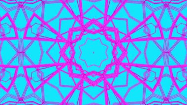 Turkuaz bir arka plan üzerinde desen hareketli mor. Üç boyutlu kaleydoskop arka plan hareketli. 3D render
