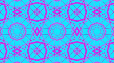 Turkuaz bir arka plan üzerinde desen hareketli mor. Üç boyutlu kaleydoskop arka plan hareketli. 3D render