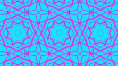 Turkuaz bir arka plan üzerinde desen hareketli mor. Üç boyutlu kaleydoskop arka plan hareketli. 3D render