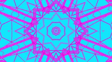 Turkuaz bir arka plan üzerinde desen hareketli mor. Üç boyutlu kaleydoskop arka plan hareketli. 3D render