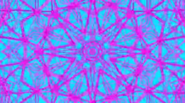 Turkuaz bir arka plan üzerinde desen hareketli mor. Üç boyutlu kaleydoskop arka plan hareketli. 3D render