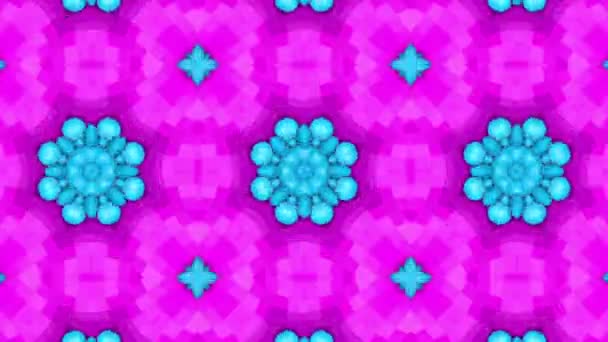 绿松石背景上的紫色移动图案 动画三维万花筒背景 — 图库视频影像