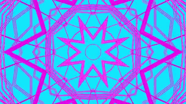 Purple Moving Patterns Turquoise Background Animated Three Dimensional Kaleidoscope Background — Stock Video