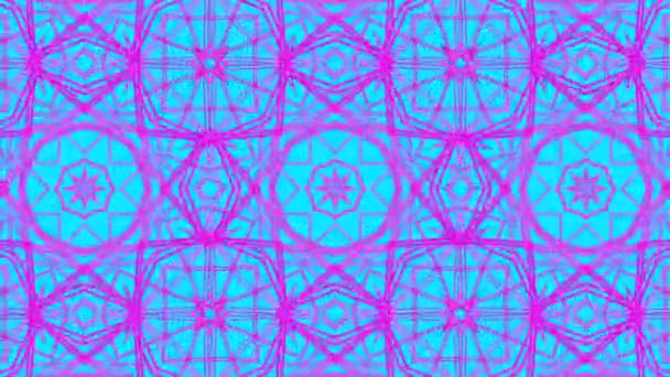 motifs mobiles violets sur un fond turquoise. Fond kaléidoscope tridimensionnel animé. 3d rendu 