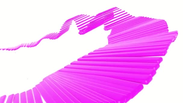 光沢のある紫の上の帽子を飛んでいます アニメーションの背景を立体化 のレンダリング — ストック動画