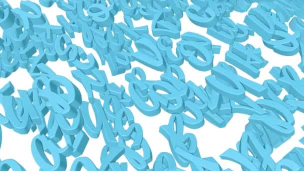 Les Lettres Turquoises Tridimensionnelles Volent Lentement Sur Fond Blanc Rendu — Video