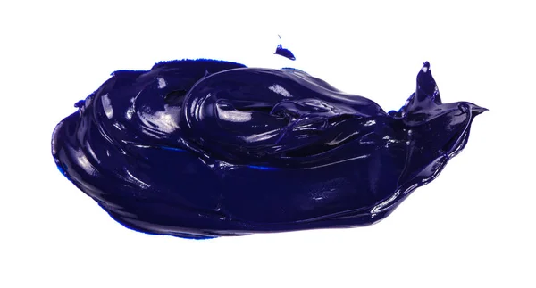 Fehér alapon kék olajfesték kenetet. — Stock Fotó