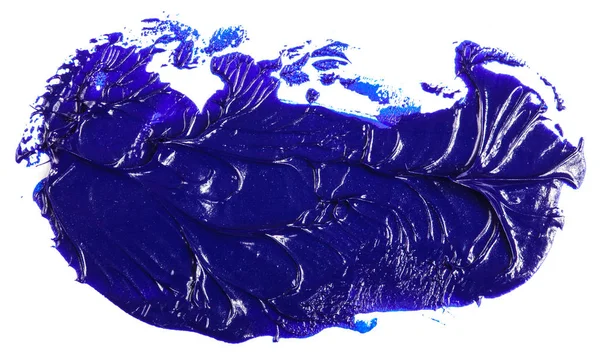 Striscio di vernice ad olio blu su uno sfondo bianco . — Foto Stock
