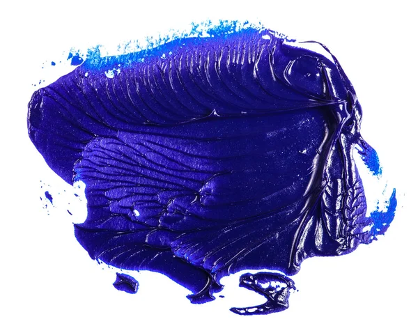 Smear of blue oil paint on a white background. — Stock Photo, Image