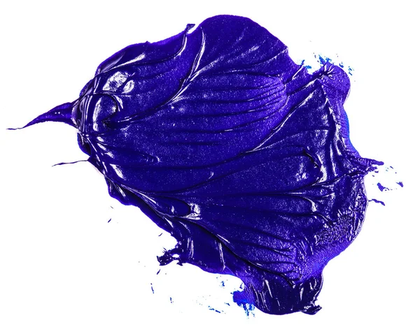 Striscio di vernice ad olio blu su uno sfondo bianco . — Foto Stock