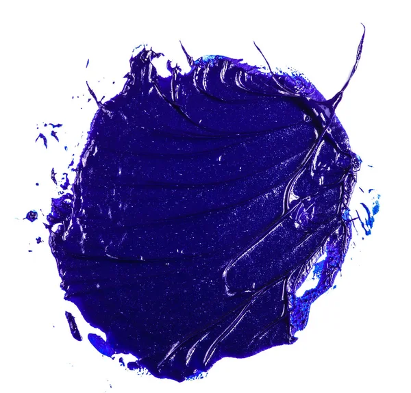 Macchia di vernice ad olio blu su uno sfondo bianco . — Foto Stock