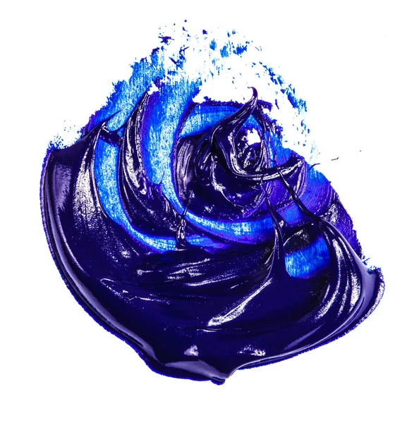 Mancha de pintura al óleo azul sobre un fondo blanco . —  Fotos de Stock