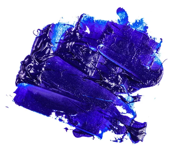 Macchia di vernice ad olio blu su uno sfondo bianco . — Foto Stock