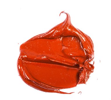 beyaz zemin üzerine kırmızı yağlı boya smear