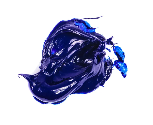 Smear of blue oil paint on a white background — Stock Photo, Image