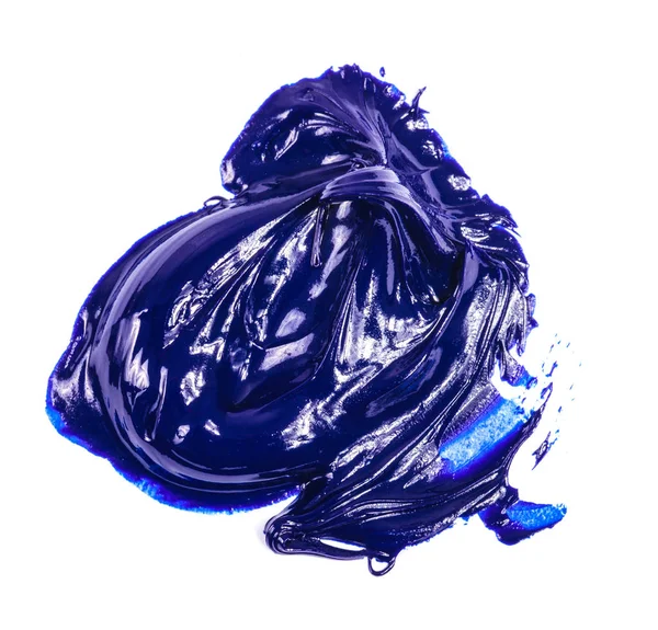 Stěr z modré olejové barvy na bílém podkladě — Stock fotografie