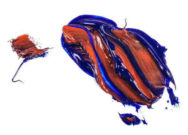 Stain of blue and red oil paint. smear on white background — Stock Photo, Image