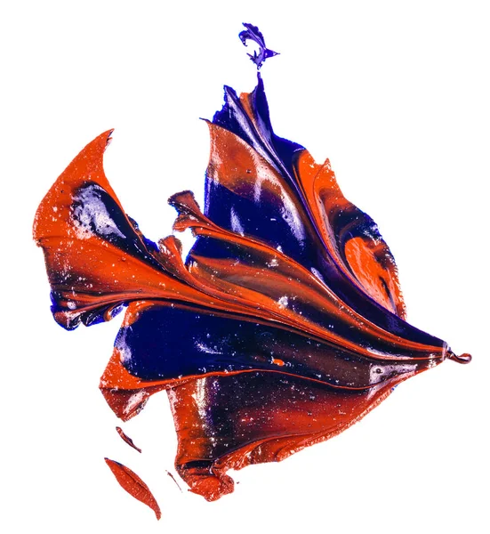 A kék és a piros olaj festék foltot. kenet fehér háttér — Stock Fotó