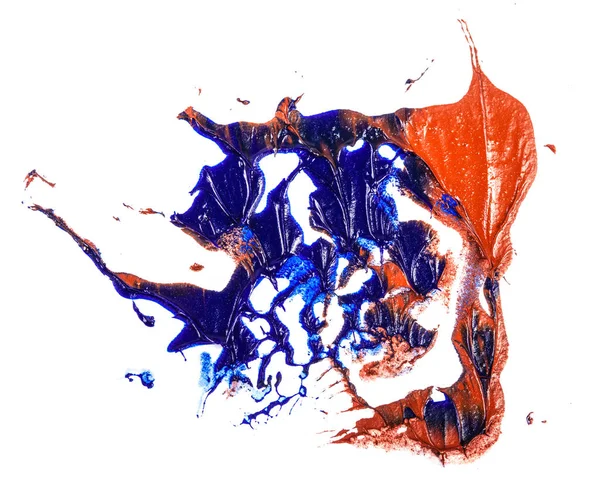 Macchia di vernice ad olio blu e rossa. striscio su sfondo bianco — Foto Stock