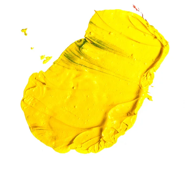 Mancha de tinta a óleo amarela e vermelha. esfregaço no fundo branco — Fotografia de Stock