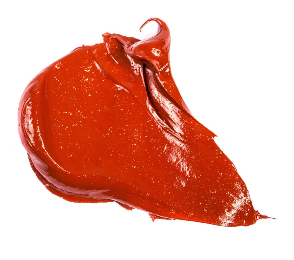 Smear of red oil paint on a white background — Stock Photo, Image