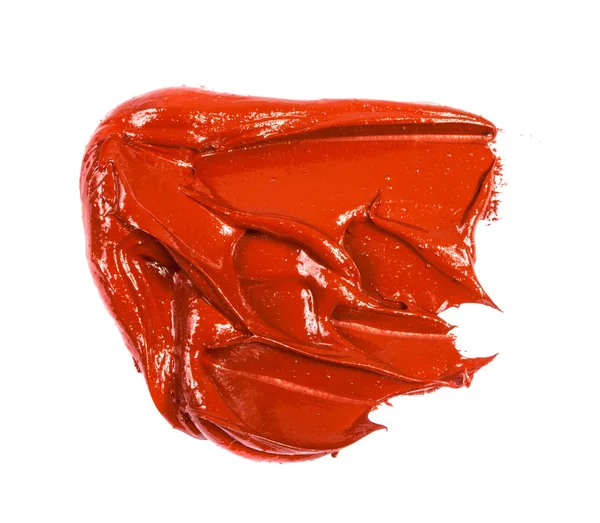 Mancha de tinta de óleo vermelho em um fundo branco — Fotografia de Stock
