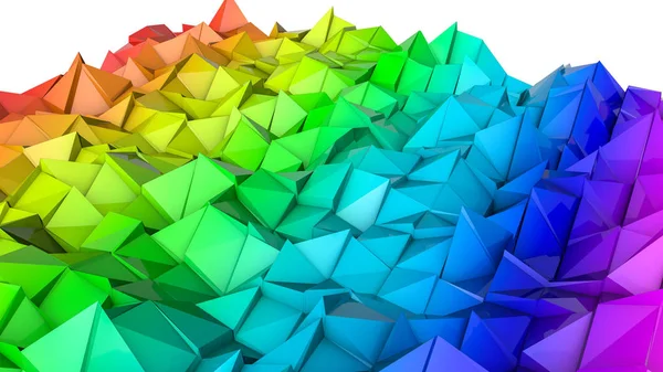 Resumo plano tridimensional de cor iridescente. Renderização 3d — Fotografia de Stock