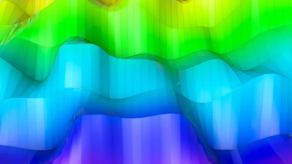 Abstraktní trojrozměrné roviny duhové barvy. 3D vykreslování — Stock fotografie