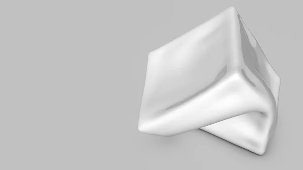 Abstract white three-dimensional shape on a light background. 3d