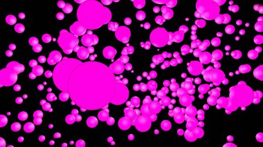 soyut neon arka plan. Siyah bir zemin üzerine pembe küreler. İnci