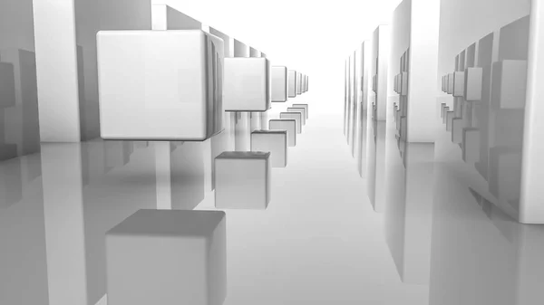 Cubos brillantes fondo abstracto. Ilustración tridimensional —  Fotos de Stock