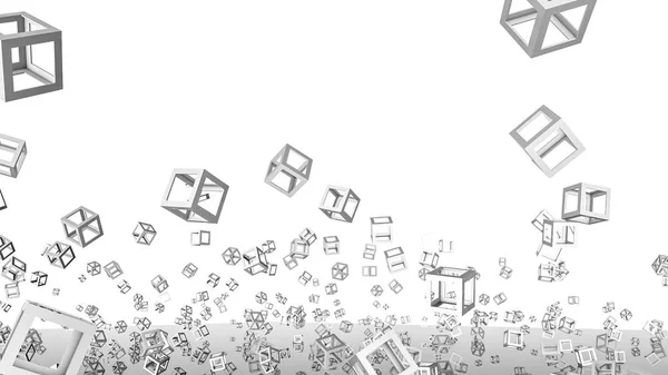 Fondo gris cubos huecos. Ilustración tridimensional. 3d — Foto de Stock