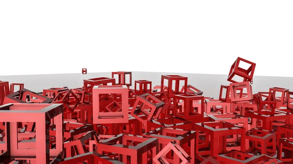 Röd ihåliga kuber bakgrund. Tredimensionell illustration. 3D — Stockfoto