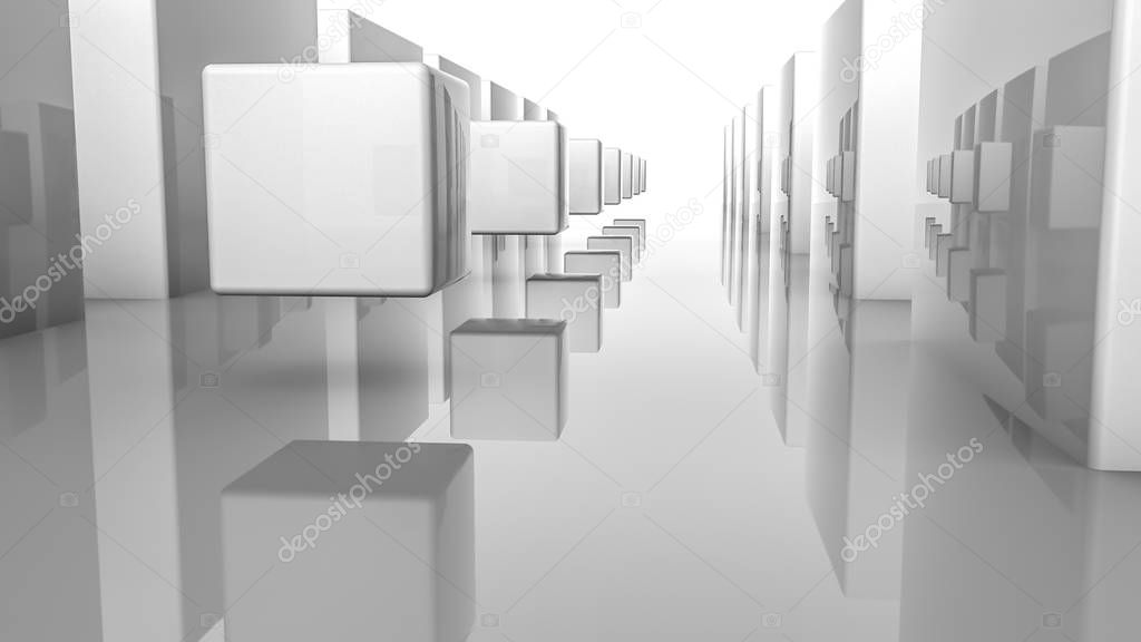Bright cubes abstract background. Three-dimensional illustration