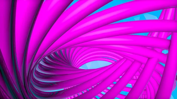 Fialové trojrozměrné kroužky na tyrkysové pozadí. 3D Ren — Stock fotografie