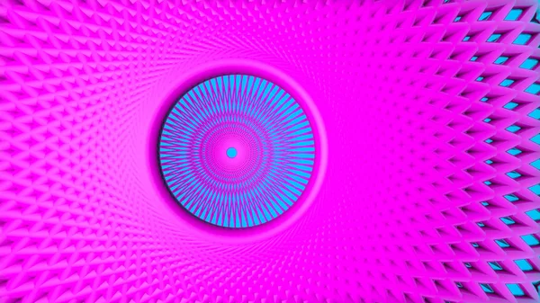 Фіолетові тривимірні кільця на бірюзовому фоні. 3d ренти — стокове фото
