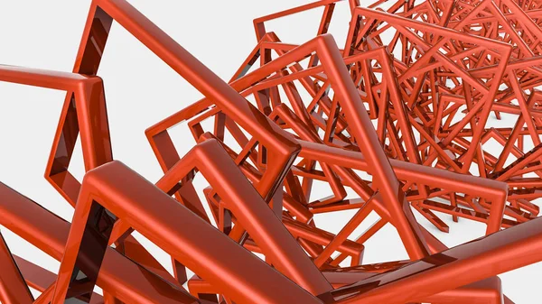 Abstrakt bakgrund av tredimensionella orange former. 3D Rende — Stockfoto