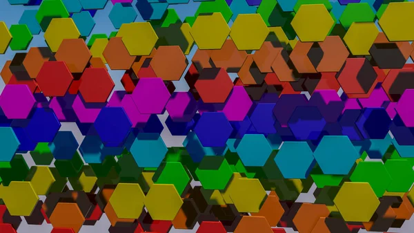 Fundo de hexágonos tridimensionais multicoloridos. Abstrac. — Fotografia de Stock