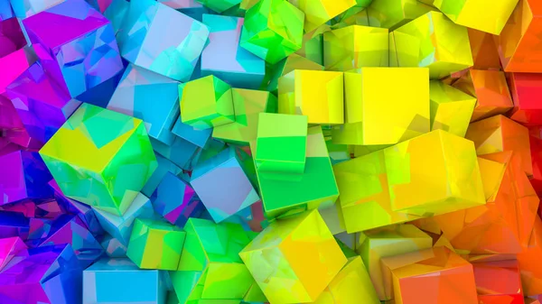 Абстрактний веселковий фон з кубиків. 3d візуалізація — стокове фото