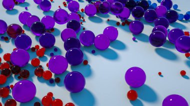 farklı boyutta arka plan parlak topları. 3d render. Illustrati