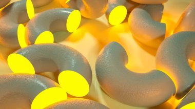 Doku ile üç boyutlu yarım halkaların soyut arka plan