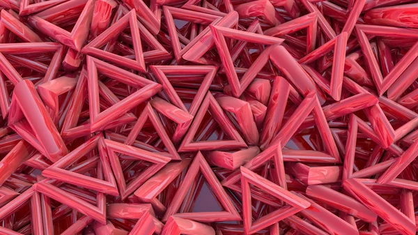 three-dimensional shapes coral color background. 3d render. Illu