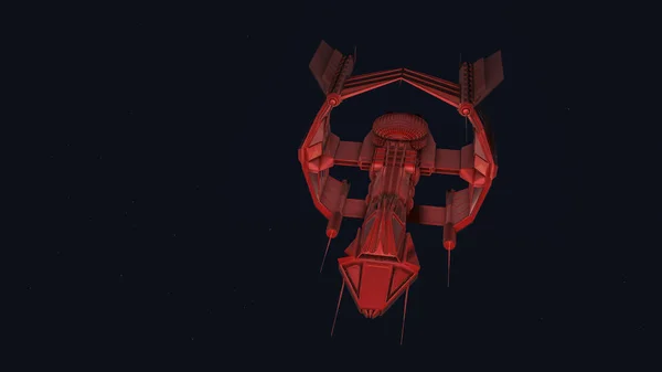 Fantástica nave espacial en vuelo. 3D render. Ilustración —  Fotos de Stock