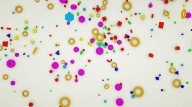 üç boyutlu çok renkli ilkel nesneler. Arka plan . 