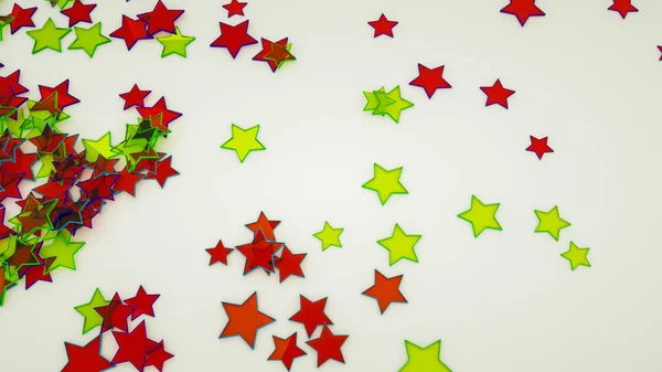 Estrelas tridimensionais multicoloridas se espalham em diferentes direc — Fotografia de Stock