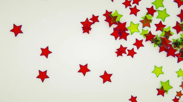Tredimensionell flerfärgad stjärnor scatter i olika direk — Stockfoto