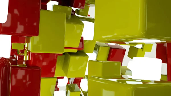Driedimensionaal multi-gekleurde kubussen abstractie. Achtergrond . — Stockfoto